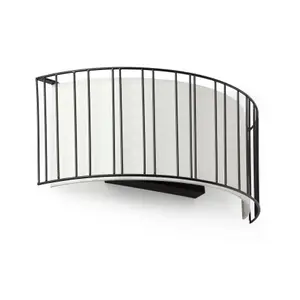 Luminosa Linda 2 Light Indoor Wall Light Black with White Shade, E27