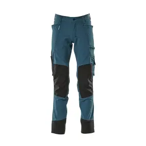 Mascot Advanced Stretch Trousers with Kneepad Pockets - Dark Petroleum   (52.5) (Leg Length - Regular)