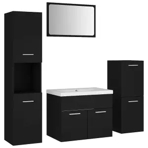 Berkfield Bathroom Furniture Set Black Engineered Wood