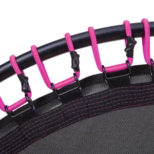 48in Bungee Cords Foldable Round Trampoline with Adjustable U-Handle Bar in Pink for Indoor Outdoor