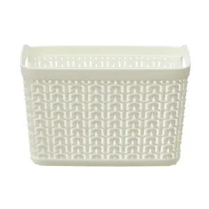 JVL Knit Design Loop Plastic Set of 3 Storage Box,  Ivory