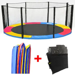 SunDaze Trampoline Pads Replacement Safety Spring Cover Padding Tri-Colour and Safety Net Enclosure Surround Set 14FT (427cm)