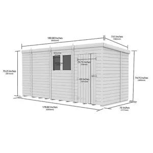 DIY Sheds 15x6 Pent Shed - Single Door Without Windows