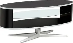 MDA Designs Orbit 1100 Gloss Black TV Stand with Gloss Black Elliptic Sides for Flat Screen TVs up to 55"