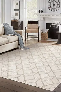 Carpet JERSEY 19231 beige - Geometric structural, loop BOHO  120x170 cm