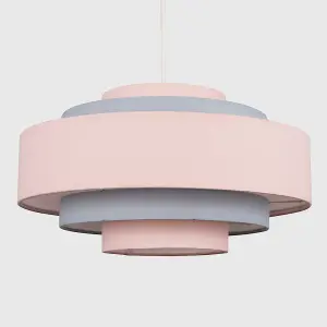 ValueLights Hampshire Pink Ceiling Pendant Shade and B22 GLS LED 6W Warm White 3000K Bulb