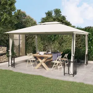 Berkfield Gazebo with Sidewalls&Double Roofs 3x4 m Cream