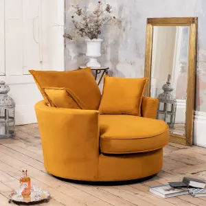 Havana Velvet Fabric Swivel Based Base Cuddle Chair - Orange