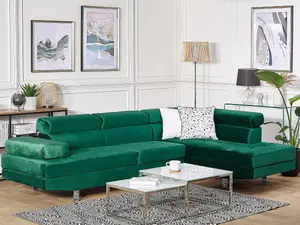 Corner Sofa NORREA Emerald Green Velvet Left Hand