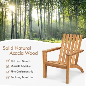 Costway Solid Acacia Wood Adirondack Chair Outdoor Patio Chair Lawn Chair