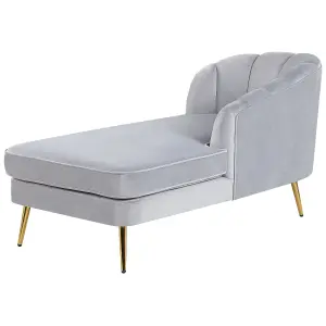 Left Hand Velvet Chaise Lounge Grey ALLIER