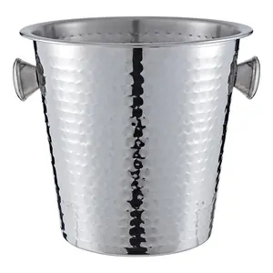 Buckingham Stainless Steel Champagne / Wine Bottle  Bucket  21.5 cm / 4.8 Litre, hammered effect