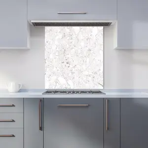 Off White Quartz Effect Premium Glass Kitchen Splashback W700mm x H650mm