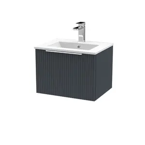 Fluted 505mm Wall Hung Single Vanity Anthracite