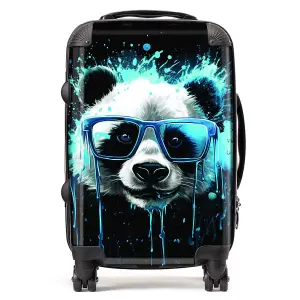 Blue Splashart Panda Face Suitcase - Cabin