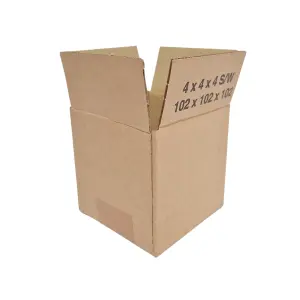 Brown Single Wall Cardboard Boxes 4" x 4" x 4"  Durable Parcel Box and Packing Box, Small Shipping boxes (Pack of 10)