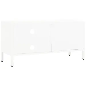 Berkfield TV Cabinet White 90x30x44 cm Steel and Glass