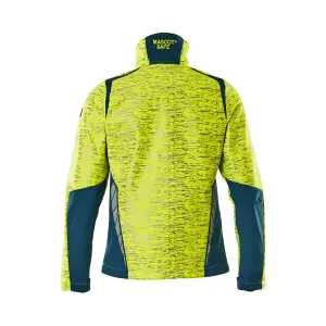 Mascot Accelerate Safe Ladies Fit Softshell Jacket with Reflectors (Hi-Vis Yellow/Dark Petroleum)  (X Small)