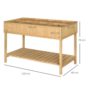 Outsunny Wooden Herb Planter Stand 8 Cubes Bottom Shelf Raised Bed Natural