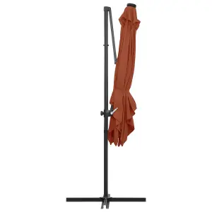 Berkfield Cantilever Umbrella with LED lights Terracotta 250x250 cm