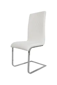 Pair of Cantilever Faux Leather Dining Chairs in Pure White