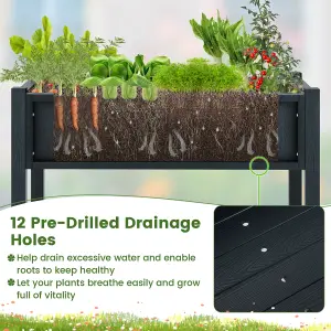 Costway HIPS Raised Garden Bed Elevated Planter Box Flower Growing Bed w/ Drainage Holes