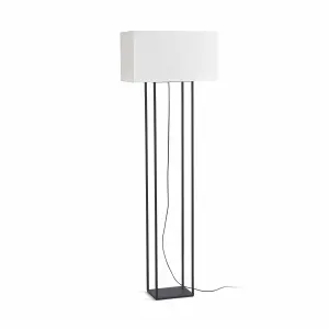 Luminosa Vesper 2 Light Floor Lamp Brown with Beige Shade, E27