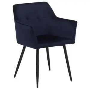 Set of 2 Dining Chairs JASMIN Velvet Dark Blue