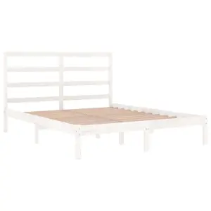 Berkfield Bed Frame White Solid Wood Pine 120x200 cm