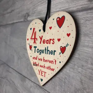 Funny Rude 4th Anniversary Gift For Husband Wife Gift For Him Her Wooden Heart