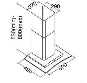 Matrix MEP601SS 60cm Curved Glass Chimney Cooker Hood - Stainless Steel