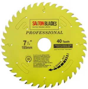 Saxton TCT18540TPRO Professional Range TCT Circular Blade 185mm x 40 Teeth x 20mm bore 16mm ring