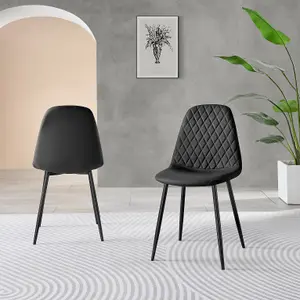 Furniturebox Imperia 4 Modern Black High Gloss Dining Table and 4 Black Corona Black Leg Chairs