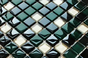 Glass mosaic on mesh for bathroom or kitchen 300mm x 300mm - Green relax