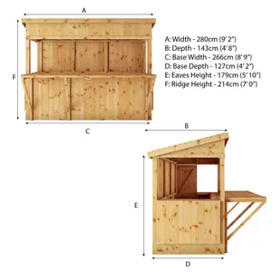 Mercia 9x4 ft with Single door Pent Wooden Garden bar