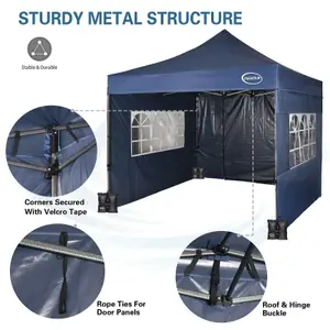 MCC Direct Maximus 3x3 Heavy Duty Pop up Blue Gazebo With Sides