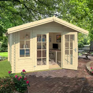 Lasita Osland Robin Log Cabin - 3.3m x 2.8m - Traditional Log Cabin with Overhang Roof