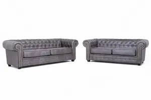 Furniture Stop - Hever Chesterfield 3+2 Sofa Set