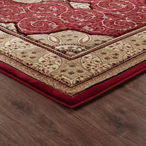 Abaseen 80x300 cm Red Royal Tabriz Rug Classic Oriental Rug 10mm Soft Pile Washable Area Rugs for Home and Office