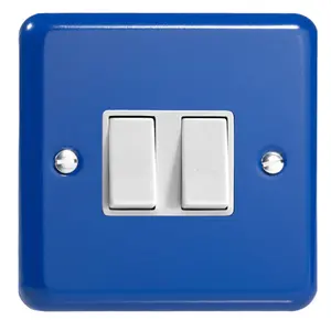 Varilight 2-Gang 10A 1- or 2-Way Rocker Switch Reflex Blue