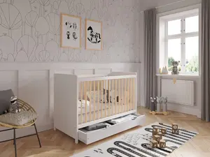 Tokyo cot bed 120x60cm with drawer & Aloe Vera mattress