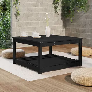 Berkfield Garden Table Black 82.5x82.5x45 cm Solid Wood Pine