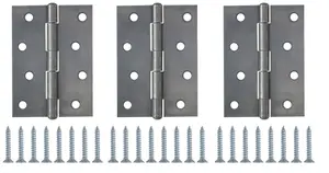 Steel Butt Door hinge N436 (L)100mm (W)100mm, Pack of 3