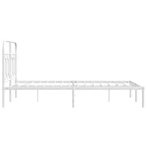 Berkfield Metal Bed Frame without Mattress with Headboard White 120x190cm