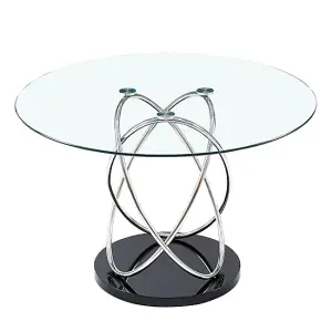 Marseille Clear Glass Dining Table With 4 Ravenna White Chairs