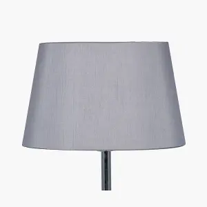 30cm Steel Grey Oval Polysilk Tapered Shade