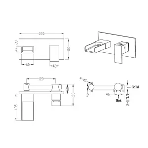 Casio Polished Chrome Wall-mounted Waterfall Basin Mixer Tap