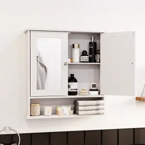 Bath Vida Priano White 2 Door Mirrored Bathroom Wall Cabinet With Shelf