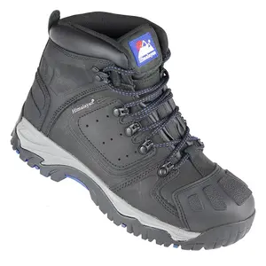 Himalayan S3 Black Leather Steel Toe Safety Boots with Scuff Cap