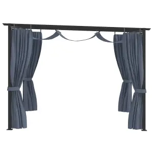 Berkfield Gazebo with Curtains 3x3 m Anthracite Steel